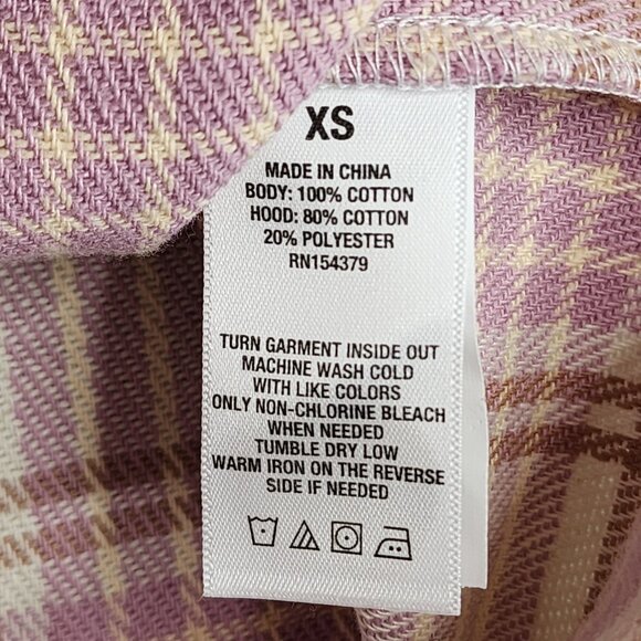Aeropostale Hooded Button Up Flannel Shirt Womens XS Pink Check Cabincore Preppy - Picture 10 of 12